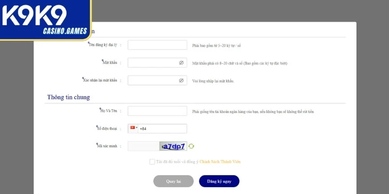 Hướng dẫn đăng ký làm đại lý K9K9 chính thức