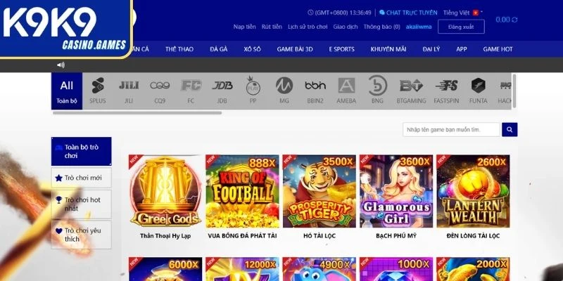 Tổng quan sảnh Nổ Hũ K9K9